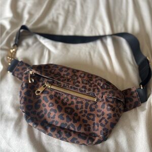 Leopard Print Belt Bag with Gold Hardware